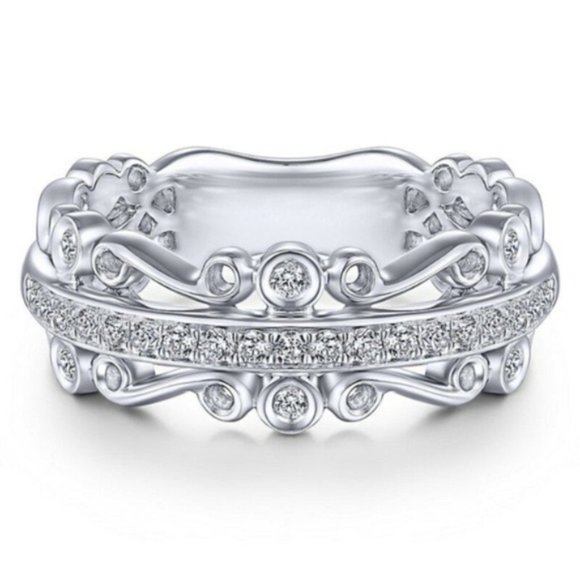 New 925 Silver Ring Round Cut White Sapphire